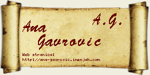 Ana Gavrović vizit kartica